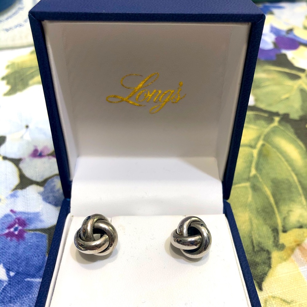 Sterling Silver Love Knot Stud Earrings